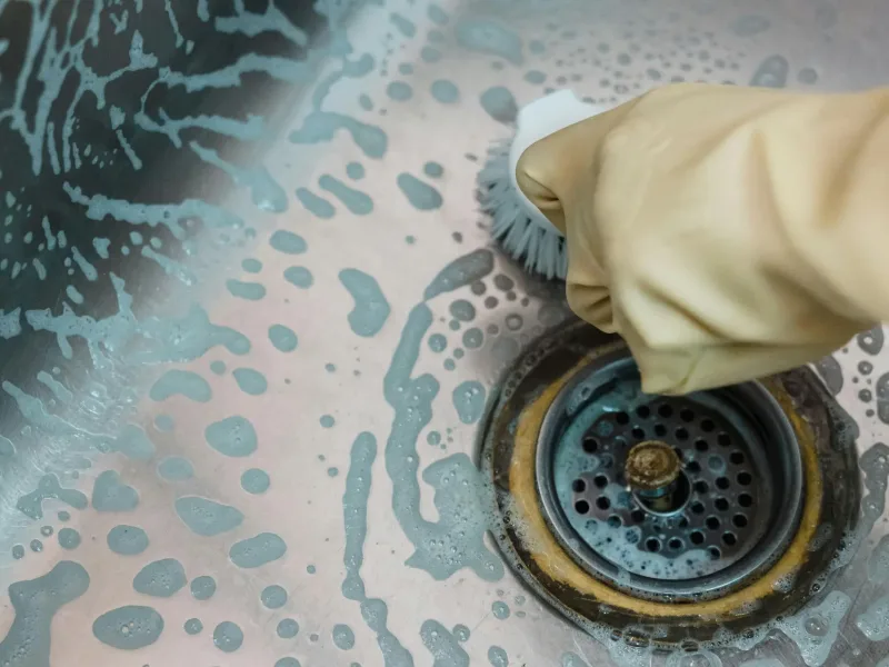 Cleaning a sink
